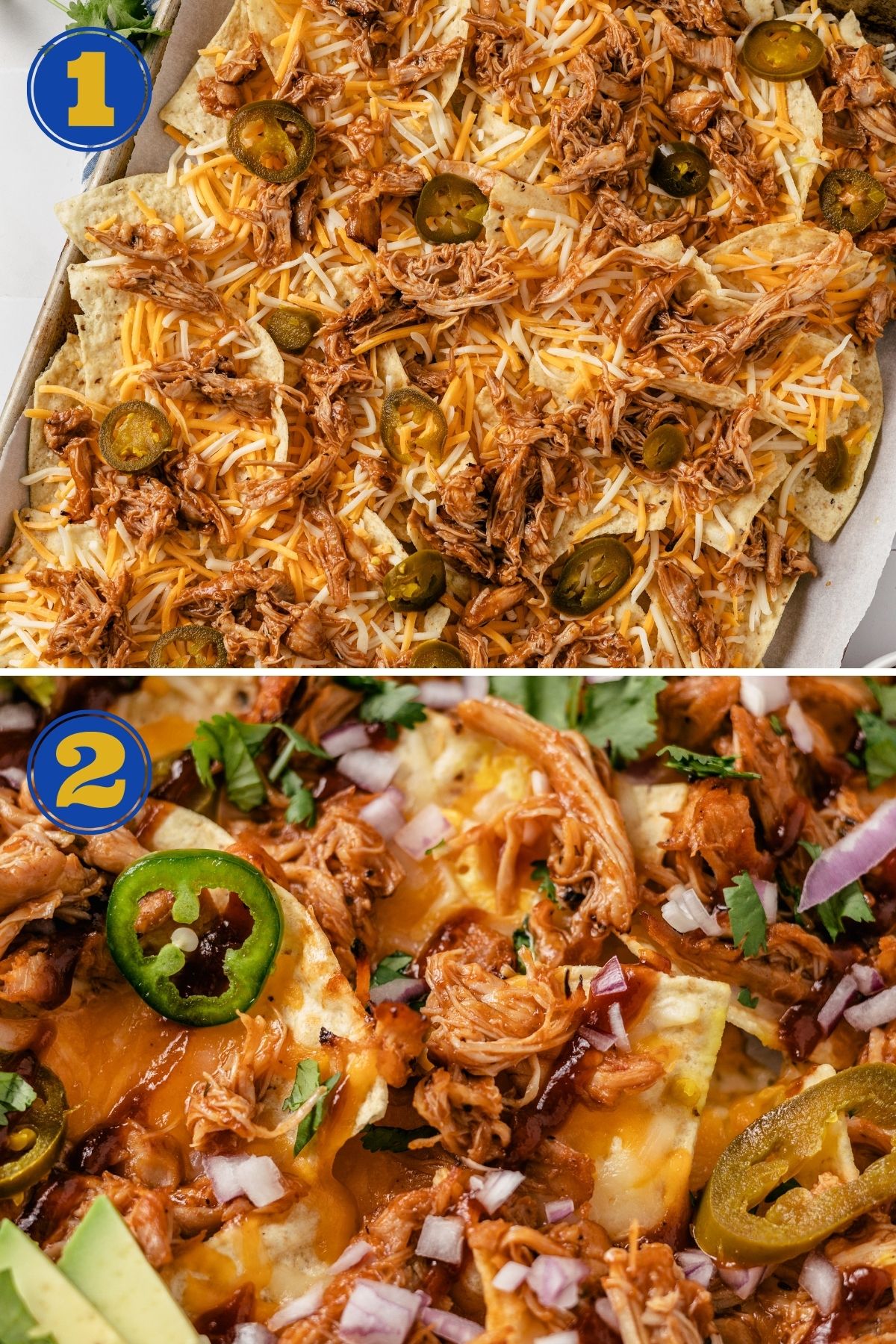 photo step-by-step instructions for how to make the best barbecue Chicken Nachos the easy way