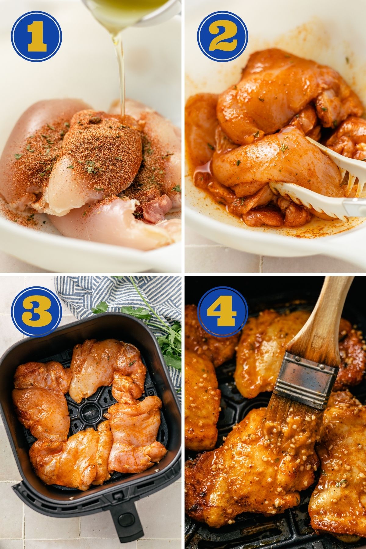 4 steps to make Cajun Chicken Thighs in an air fryer