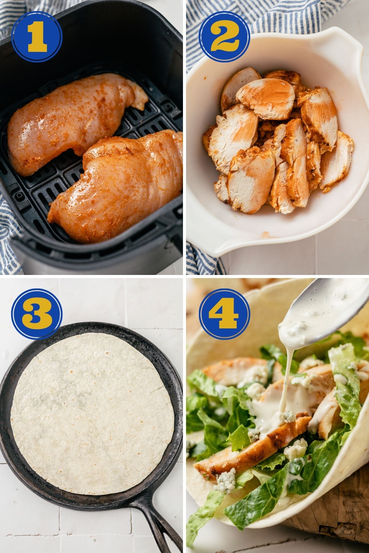 steps to make Buffalo Chicken Tacos with air fryer buffalo chicken