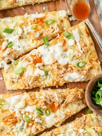 Savory Buffalo Chicken Flatbreads with melted cheese and a hint of spiciness, a delicious and satisfying meal.