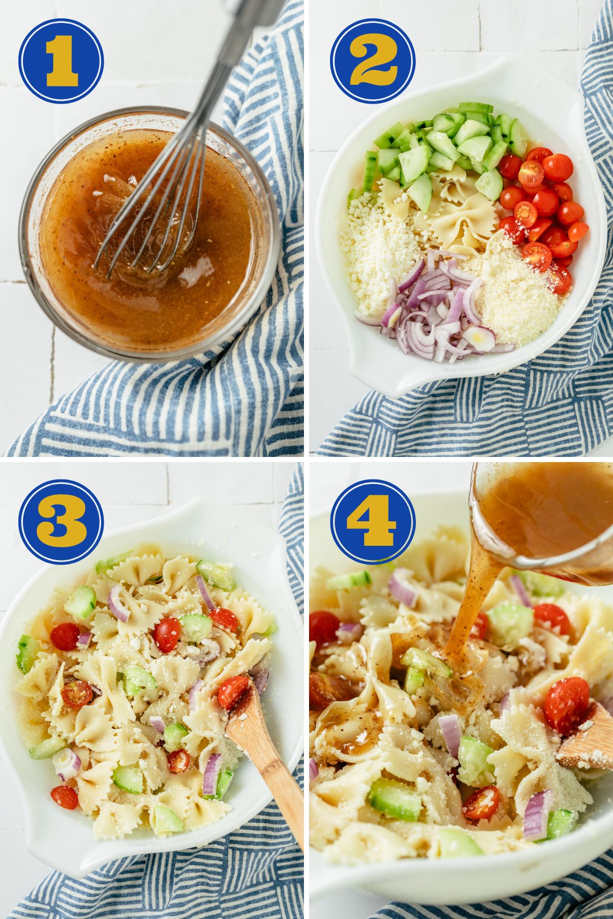 4 easy steps to make Bowtie Pasta Salad