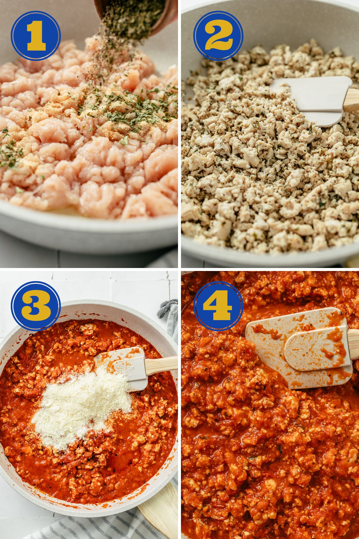 4 steps to make Ground Chicken Spaghetti sauce