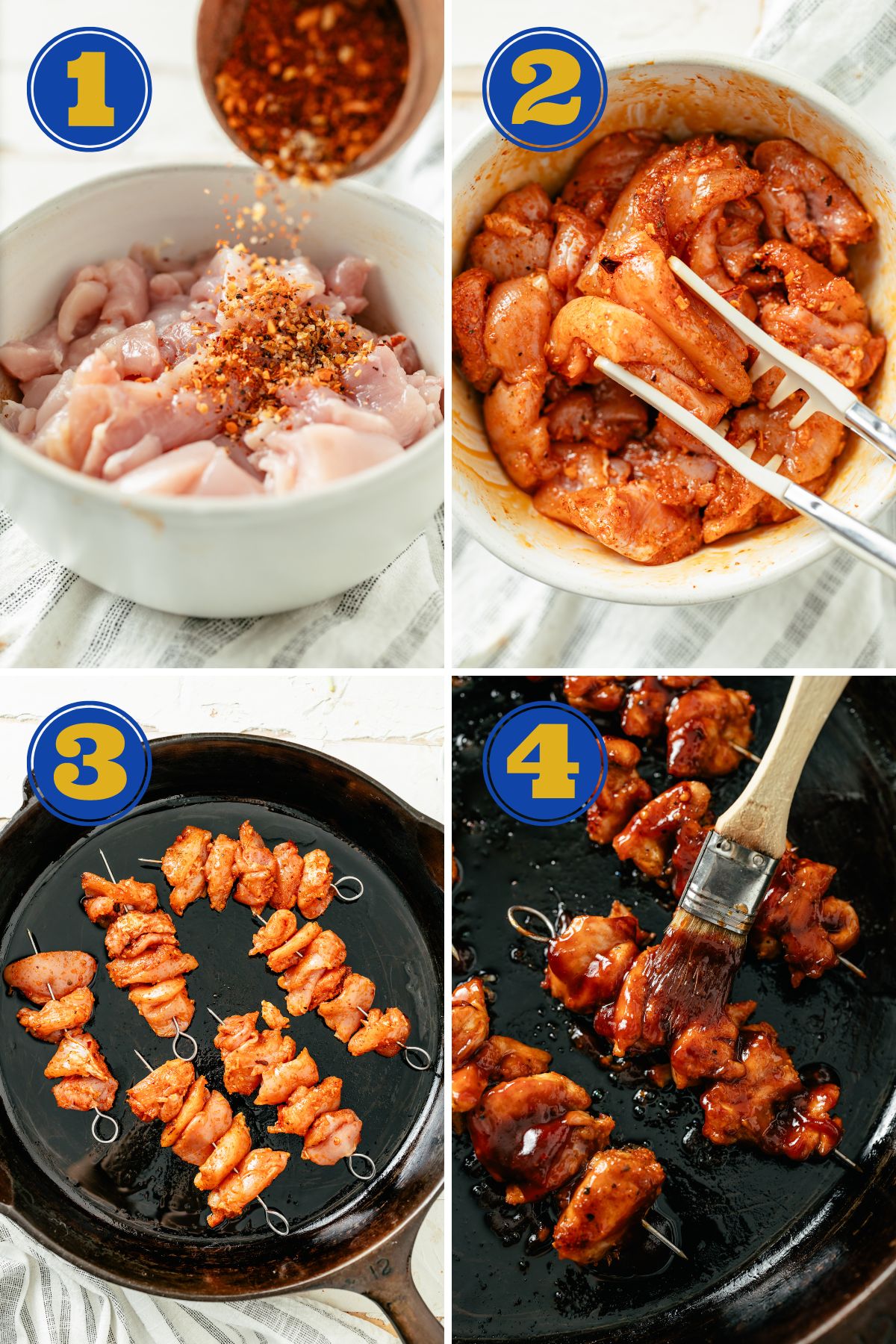 4 easy steps to make Baked Chicken Skewers